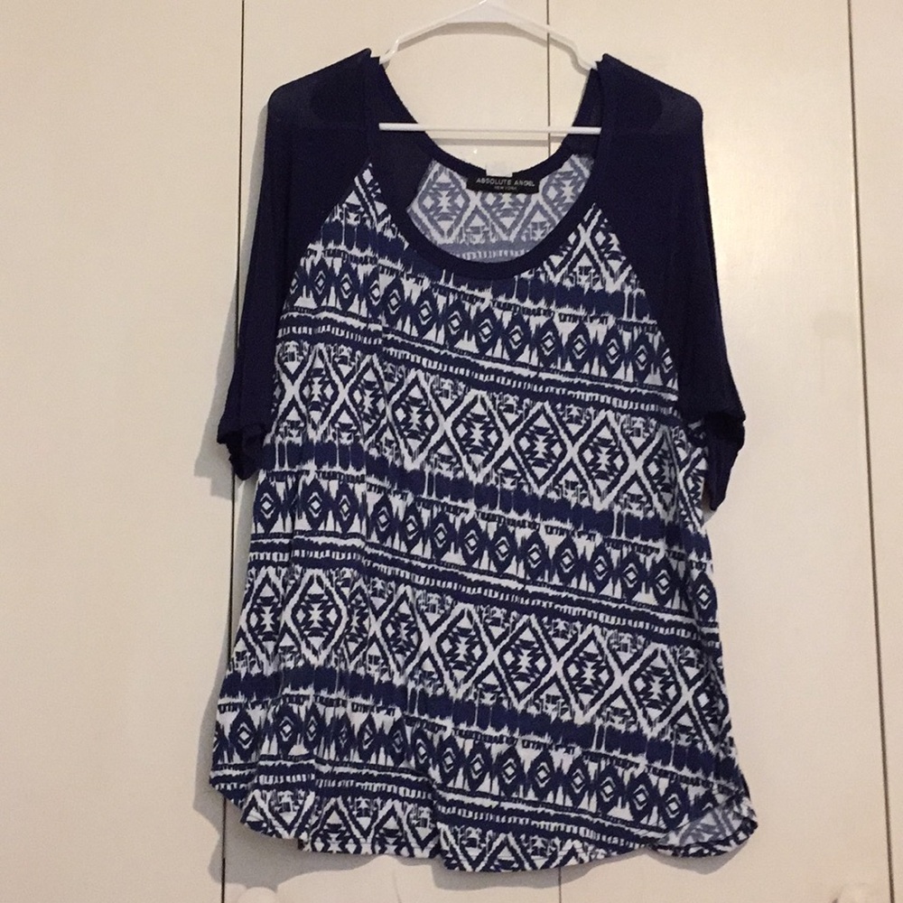 Blue and white baseball/raglan tee